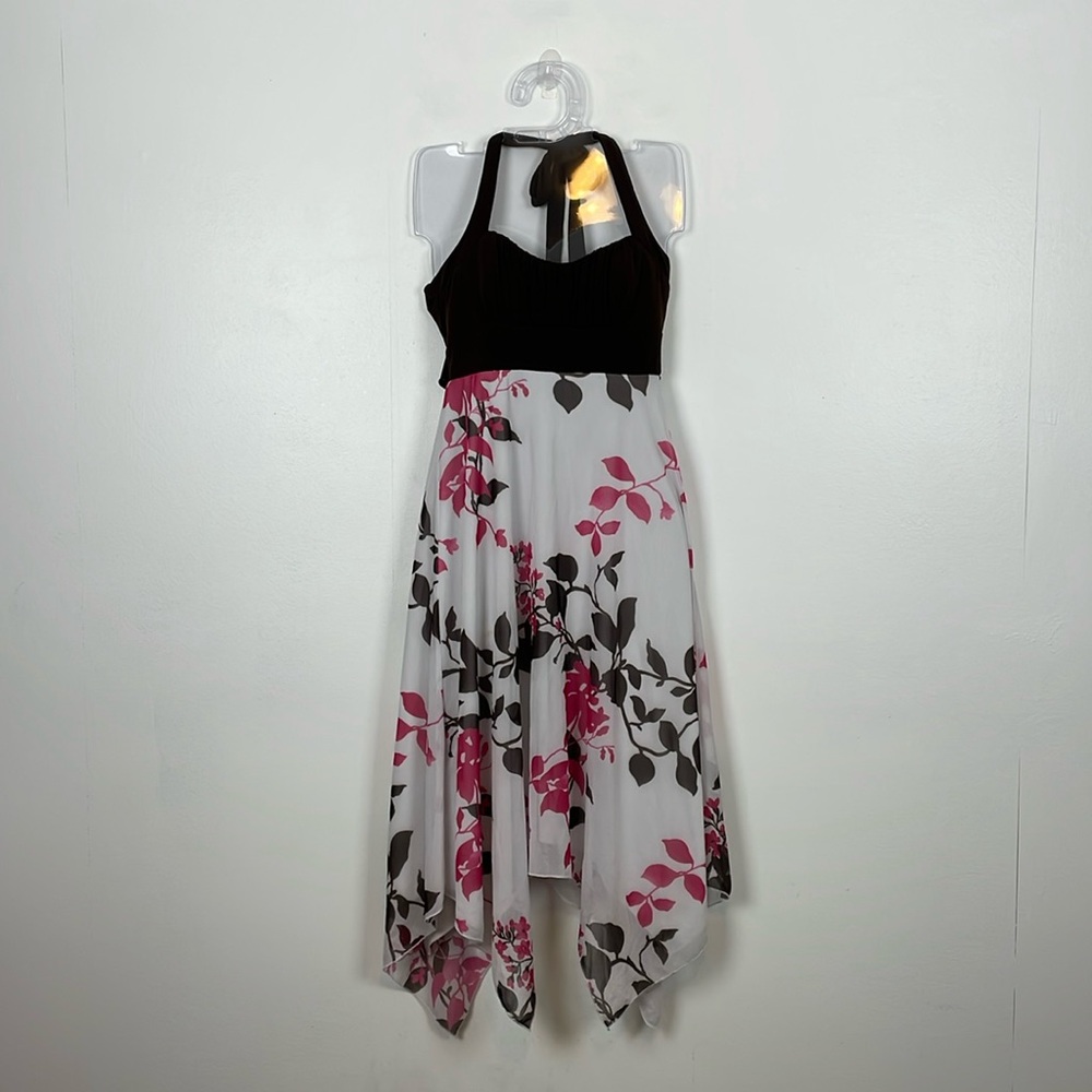 Speechless Halter Sundress Floral Asymmetrical Hem Y2K Lined Womens M Dress